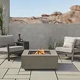 Aegean 36" Square Propane or Natural Gas Fire Pit Table in Mist Gray Steel