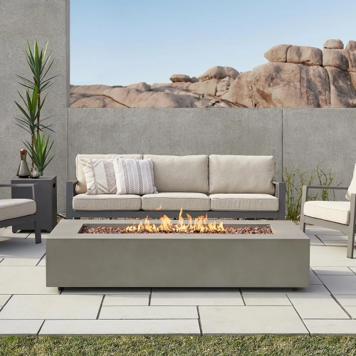 Aegean 70" Propane or Natural Gas Fire Pit Table in Mist Gray Steel