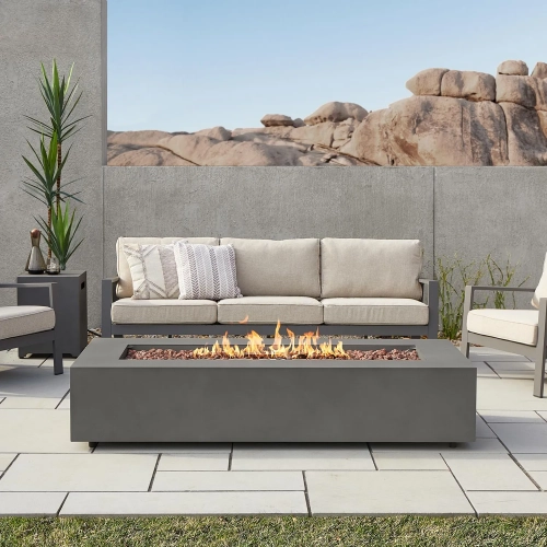 Aegean 70" Propane or Natural Gas Fire Pit Table in Weathered Slate Steel