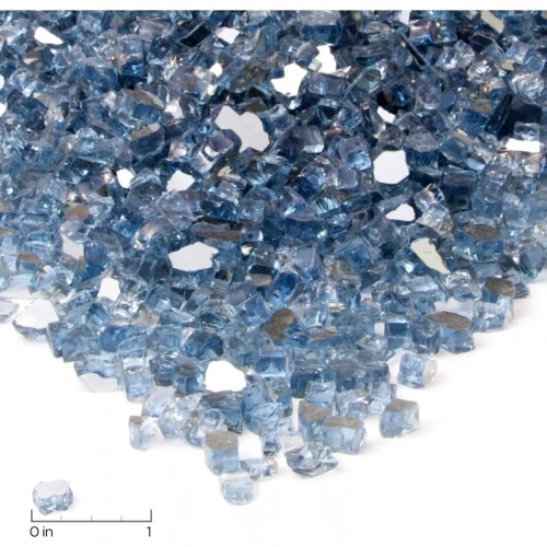Blue Reflective Chips Fire Glass Filler