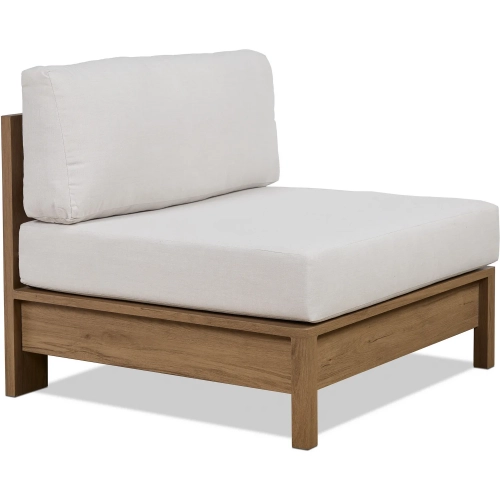 Stratton Outdoor Armless Accent Chair in Beechwood Aluminum & Oat Sunbrella&reg;