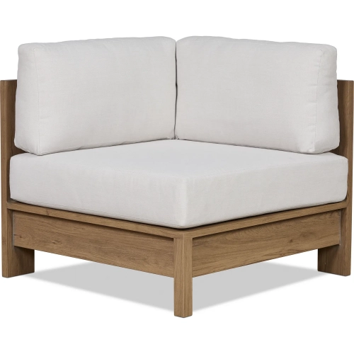 Stratton Outdoor Corner Chair in Beechwood Aluminum & Oat Sunbrella&reg; Cushion