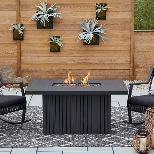 Calvin 52" Propane Fire Pit Table w/ Hidden Tank in Black Coral Metal