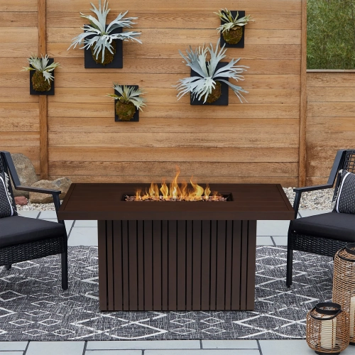 Calvin 52" Propane Fire Pit Table with Hidden Tank in Bronze Coral Metal