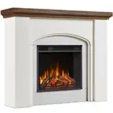 Anika 49" Electric Fireplace in White Stucco & Wood