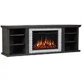 Kenai 72" Slim TV Stand w/ Electric Fireplace in Dark Oak & Faux Stone
