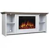 Tramore 62" Slim TV Stand w/ Electric Fireplace in White & Wood