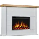 Marshall 49" Slim Electric Fireplace in White Shiplap & Oak Veneer