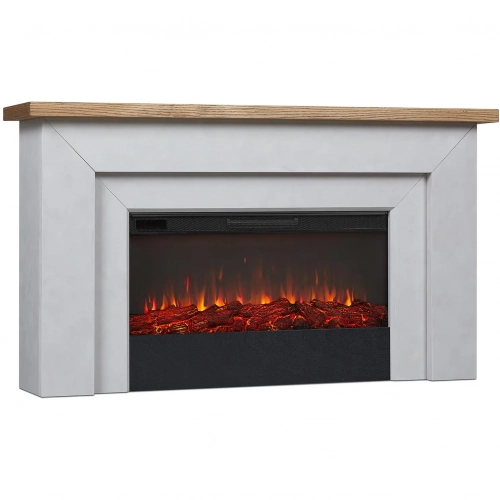 Malie 68" Landscape Electric Fireplace in Venetian Gray Plaster & Wood