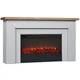 Malie 68" Landscape Electric Fireplace in Venetian Gray Plaster & Wood
