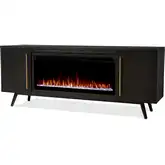 Morris 72" Smart Landscape TV Stand with Electric Fireplace in Black Wood