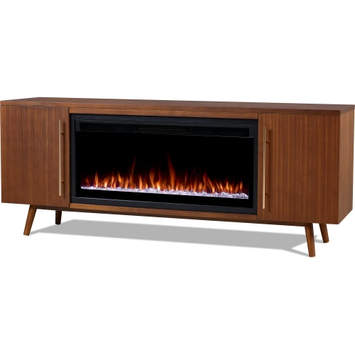 Morris 72" Smart Landscape TV Stand with Electric Fireplace in Vintage Black Maple