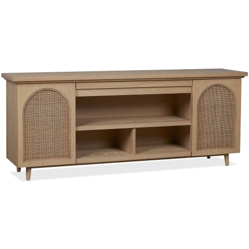 Dahlia 75" TV Stand in White Oak Finish & Cane