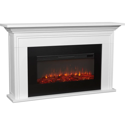 Cleo 76" Landscape Electric Fireplace in White Finish Wood