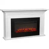 Cleo 76" Landscape Electric Fireplace in White Finish Wood