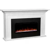 Cleo 76" Smart Landscape Electric Fireplace in White Wood