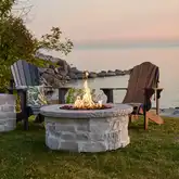 Scottsdale 40" Round Propane Fire Pit Table in Beige Concrete & Faux Stone Resin