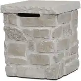 Scottsdale 20"H Square Stone Propane Tank Cover Side Table in Beige Faux Stone Resin