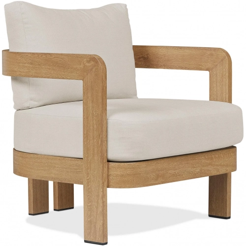 Arlo 30" Outdoor Accent Chair in Weathered Lakewood Metal & Off White Fabric