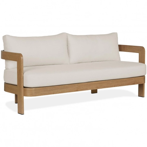 Arlo 73" Outdoor Sofa in Weathered Lakewood Metal & Off White Fabric