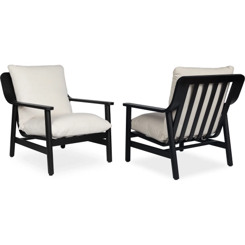Pomona 32" Outdoor Accent Chair in Black Metal & Oat Sunbrella Cushions (Set of 2)