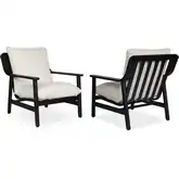 Pomona 32" Outdoor Accent Chair in Black Metal & Oat Sunbrella Cushions (Set of 2)