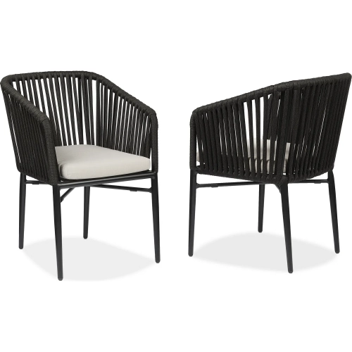 Bodhi 21" Outdoor Dining Chair in Black Metal & Oat Sunbrella&reg; Cushion (Set of 2)