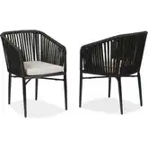 Bodhi 21" Outdoor Dining Chair in Black Metal & Oat Sunbrella&reg; Cushion (Set of 2)