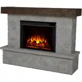 Odette 64" Grand Electric Fireplace in Faux Natural Stone & Wood Resin