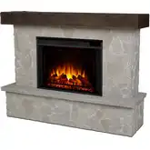 Odette 64" Grand Electric Fireplace in Faux Glacier Stone & Wood Resin