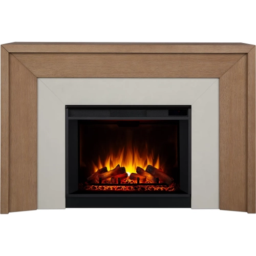 Brooks 64" Grand Electric Fireplace in Classic White Oak Wood