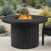 Calvin 44" Round Propane Fire Pit Table with Hidden Tank in Black Metal