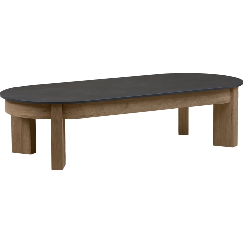 Stratton 55" Outdoor Coffee Table in Beechwood Aluminum & Sintered stone
