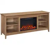 Ashford 68" Slim Electric Fireplace TV Stand in Tan Oak Finish Wood