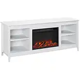 Ashford 68" Slim Electric Fireplace TV Stand in White Wash Finish Wood