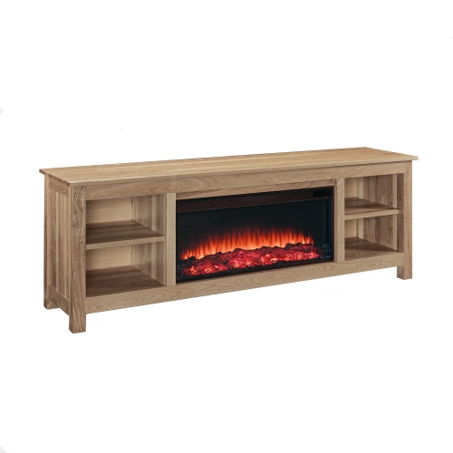 Alden 84" Landscape Electric Fireplace TV Stand in Caramel Ash Wood
