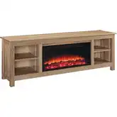 Alden 84" Landscape Electric Fireplace TV Stand in Caramel Ash Wood