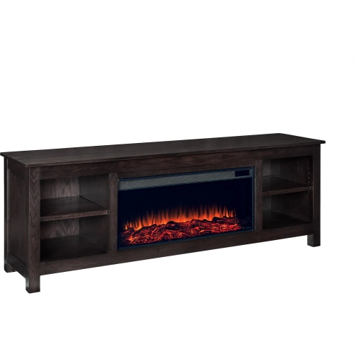 Alden 84" Landscape Electric Fireplace TV Stand in Dark Oak Wood