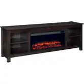 Alden 84" Landscape Electric Fireplace TV Stand in Dark Oak Wood