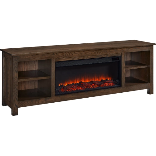 Alden 84" Landscape Electric Fireplace TV Stand in Medium Oak Wood