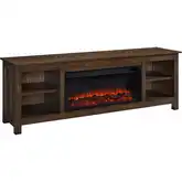 Alden 84" Landscape Electric Fireplace TV Stand in Medium Oak Wood
