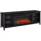 Rowan 81" Landscape TV Stand with Electric Fireplace in Dark Oak Finish Wood