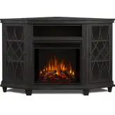Lynette 56" Corner TV Stand w/ Electric Fireplace in Gray