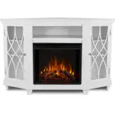Lynette 56" Corner TV Stand w/ Electric Fireplace in White