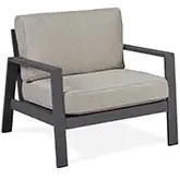Aegean Outdoor Accent Chair in Weathered Slate Aluminum & Tan Fabric