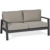 Aegean Outdoor 55" Sofa in Weathered Slate Aluminum & Tan Fabric
