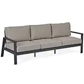 Aegean Outdoor 80" Sofa in Weathered Slate Aluminum & Tan Fabric