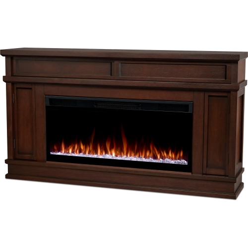 Torrey 60" Smart Landscape Electric Fireplace TV Stand in Dark Walnut Wood