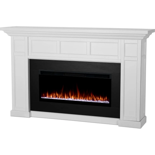 Alcott 75" Smart Landscape Electric Fireplace in White Wood