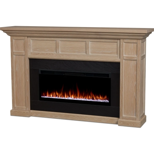 Alcott 75" Smart Landscape Electric Fireplace in White Oak Wood